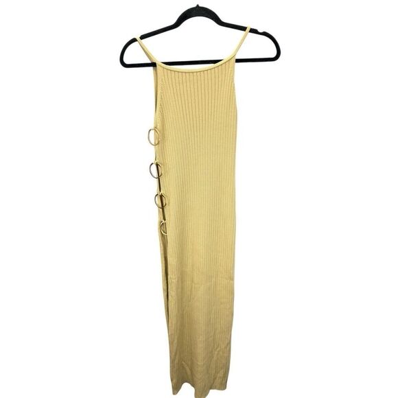 Cult Gaia Jammy Knit Dress Sand Beige XS/S Ribbed Maxi Cutout Ring Ribbed - Picture 6 of 15